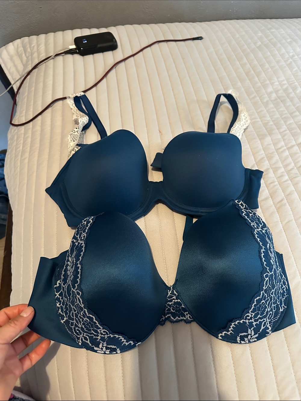 Soma Navy Blue Lace-Trim Push-Up Bra